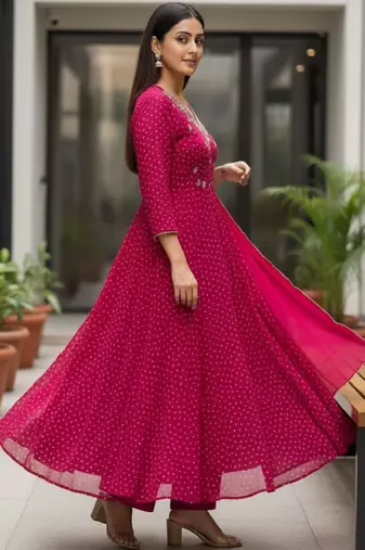 Women ethnic motifs printed panelled thread work kurta with trousers & with dupatta