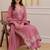 Women floral embroidered regular thread work kurta with trousers & with dupatta