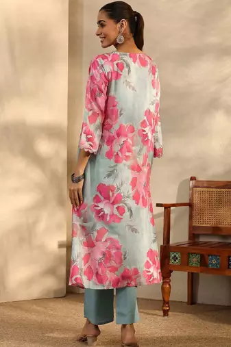 Women floral printed regular kurta with trousers