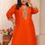 Libas orange embroidered chinon straight suit set with dupatta