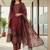 Women ethnic motifs printed regular thread work chanderi silk kurta with trousers & with dupatta