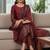 Women ethnic motifs printed regular thread work chanderi silk kurta with trousers & with dupatta