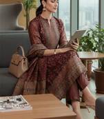 Women ethnic motifs printed regular chanderi silk kurta with trousers & with dupatta