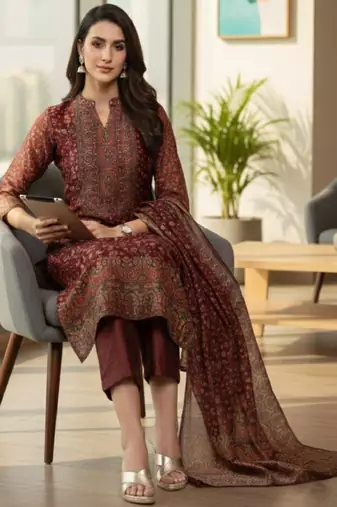 Women ethnic motifs printed regular chanderi silk kurta with trousers & with dupatta