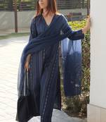 Women ethnic motifs printed regular kurta with palazzos & with dupatta