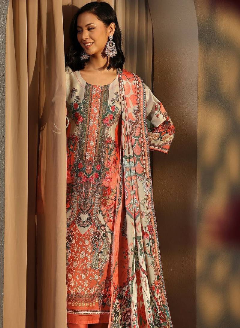 Women floral printed regular kurta with trousers & with dupatta