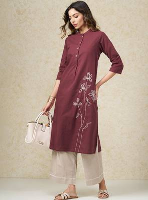 Women pure cotton kurta with trousers 1