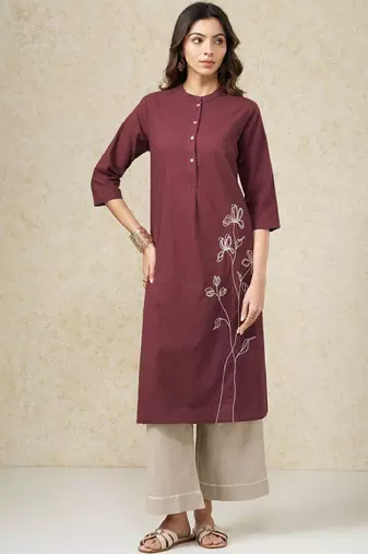 Women pure cotton kurta with trousers