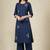 Women ethnic motifs embroidered regular thread work pure cotton kurta with palazzos