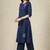 Women ethnic motifs embroidered regular thread work pure cotton kurta with palazzos