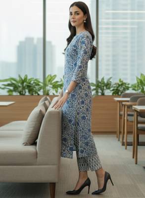 Women floral printed regular pure cotton kurta with trousers & with dupatta 3