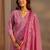 Pink paisley printed cotton straight suit set with dupatta
