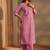 Pink paisley printed cotton straight suit set with dupatta