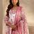 Pink floral printed cotton a-line suit set with dupatta