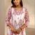 Pink floral printed cotton a-line suit set with dupatta