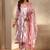 Pink floral printed cotton a-line suit set with dupatta