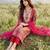 Women ethnic motifs printed regular gotta patti chanderi silk kurta with trousers & with dupatta