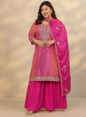 Women ethnic motifs printed regular kurta with sharara & with dupatta 1