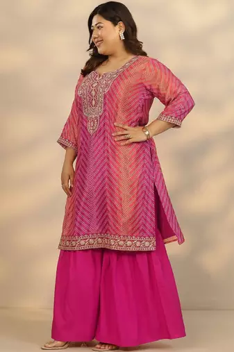 Women ethnic motifs printed regular kurta with sharara & with dupatta