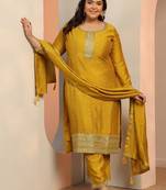 Women ethnic motifs embroidered regular sequinned kurta with trousers & with dupatta