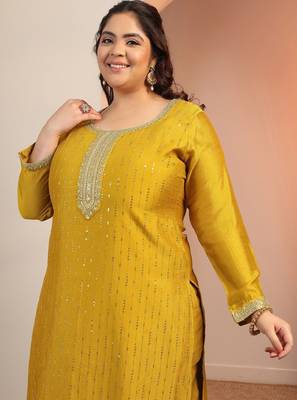 Women ethnic motifs embroidered regular sequinned kurta with trousers & with dupatta 2