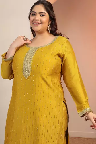 Women ethnic motifs embroidered regular sequinned kurta with trousers & with dupatta