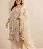 Women floral printed regular kurta with trousers & with dupatta