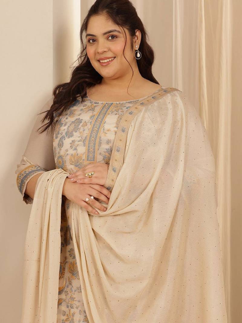 Women floral printed regular kurta with trousers & with dupatta