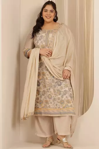 Women floral printed regular kurta with trousers & with dupatta