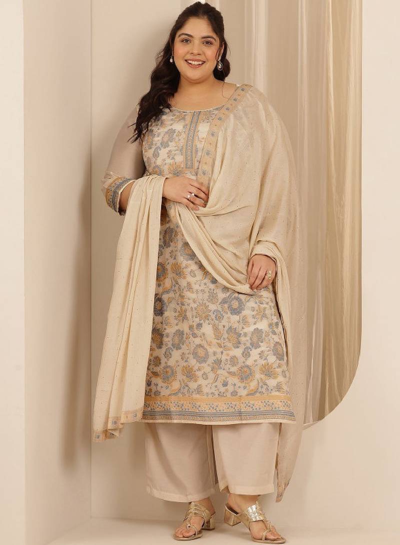 Women floral printed regular kurta with trousers & with dupatta