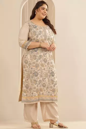 Women floral printed regular kurta with trousers & with dupatta