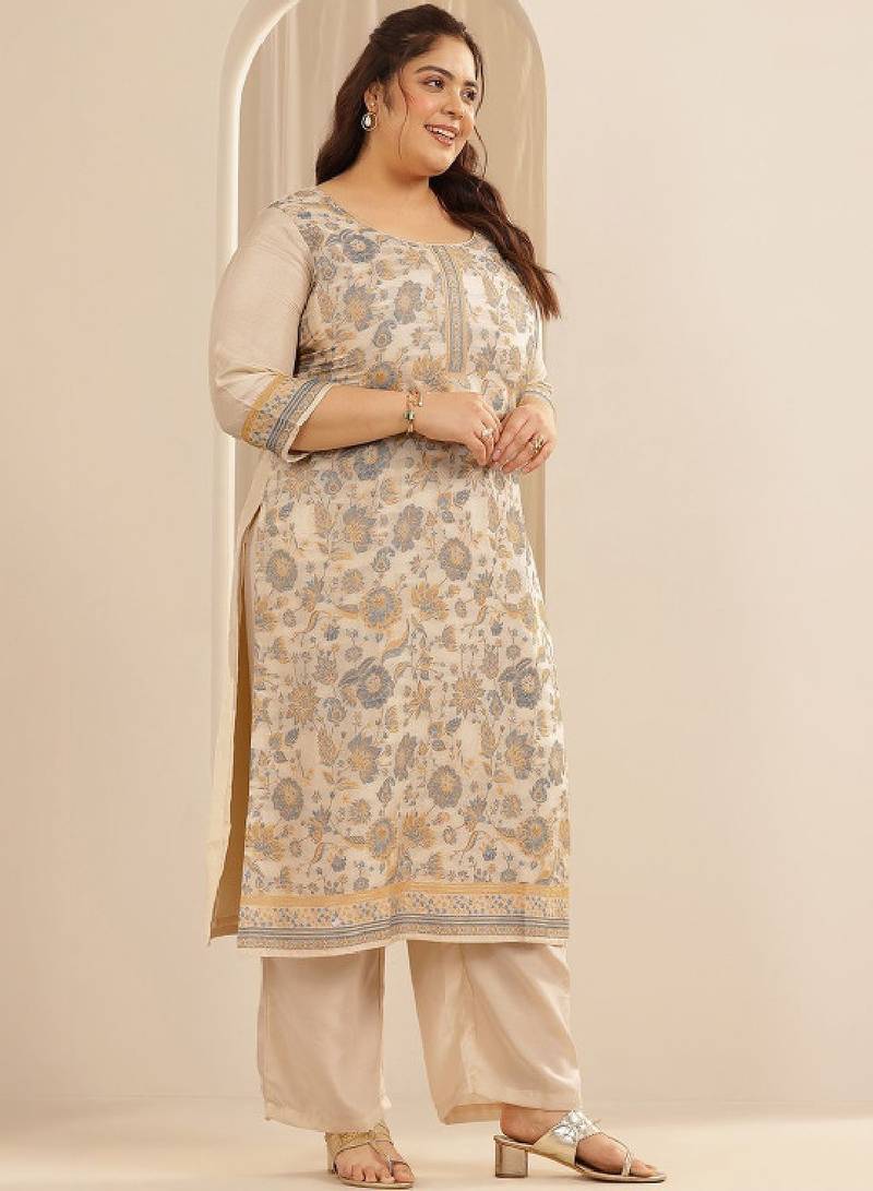 Women floral printed regular kurta with trousers & with dupatta