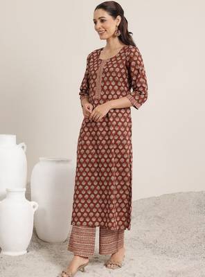 Women floral printed regular sequinned kurta with palazzos & with dupatta 2