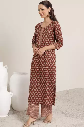 Women floral printed regular sequinned kurta with palazzos & with dupatta