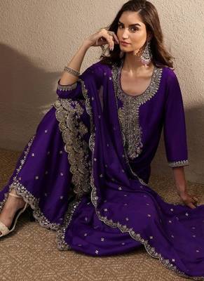 Women ethnic motifs embroidered regular kurta with palazzos & with dupatta 1