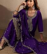 Women ethnic motifs embroidered regular kurta with palazzos & with dupatta
