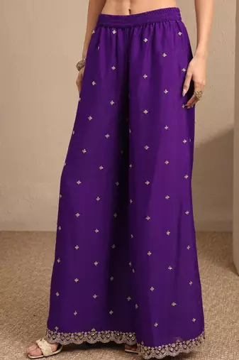 Women ethnic motifs embroidered regular kurta with palazzos & with dupatta