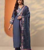 Women floral embroidered regular thread work kurta with trousers & with dupatta