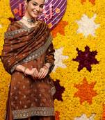 Women ethnic motifs embroidered regular mirror work kurta with palazzos & with dupatta