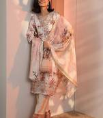 Women floral printed regular kurta with trousers & with dupatta