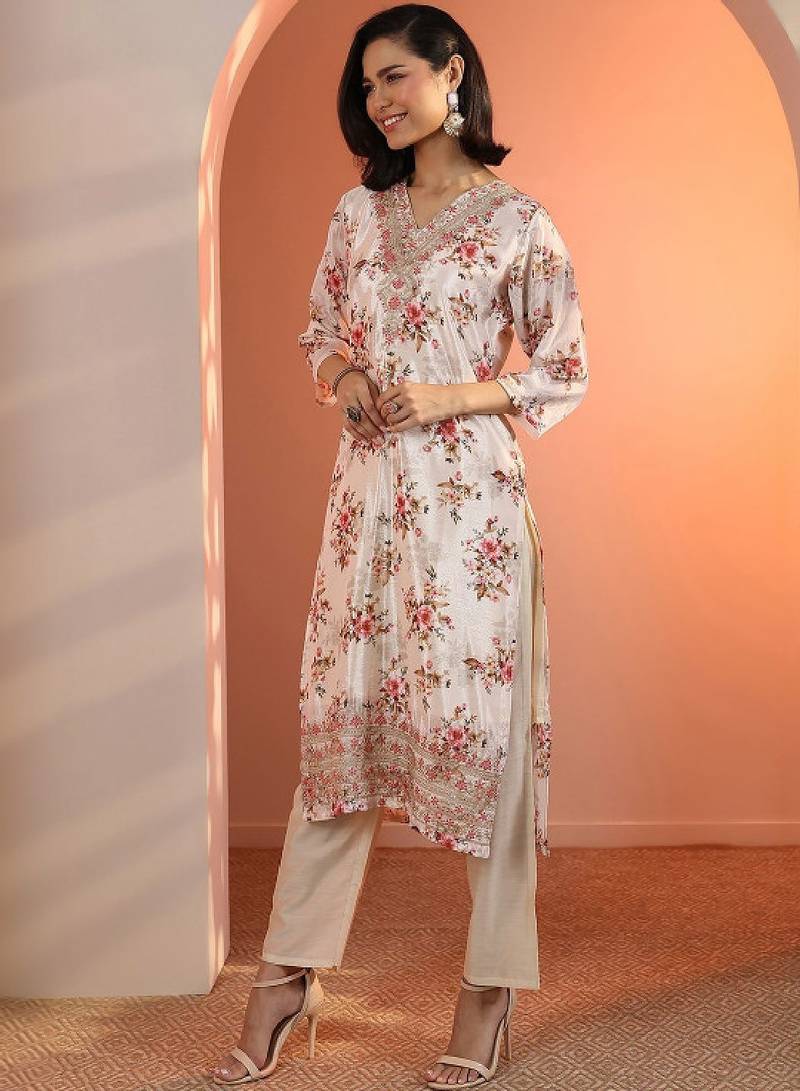 Women floral printed regular kurta with trousers & with dupatta