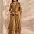 Mustard ajrakh printed cotton a-line suit set with dupatta