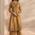 Mustard ajrakh printed cotton a-line suit set with dupatta