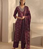 Women floral printed regular kurta with trousers & with dupatta