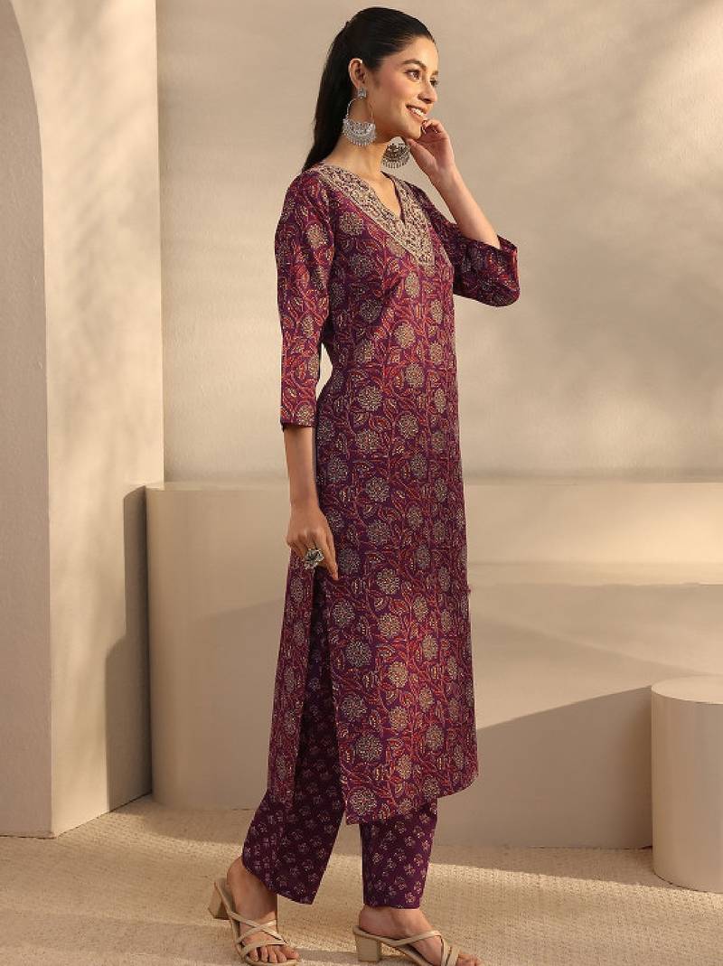 Women floral printed regular kurta with trousers & with dupatta