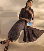 Women floral printed panelled kurta with trousers & with dupatta