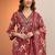 Women floral printed regular thread work kurta with trousers & with dupatta