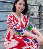 Women ethnic motifs printed regular cotton kurta with trousers