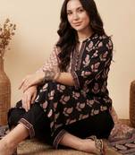 Women ethnic motifs printed regular pure cotton kurta with trousers & with dupatta