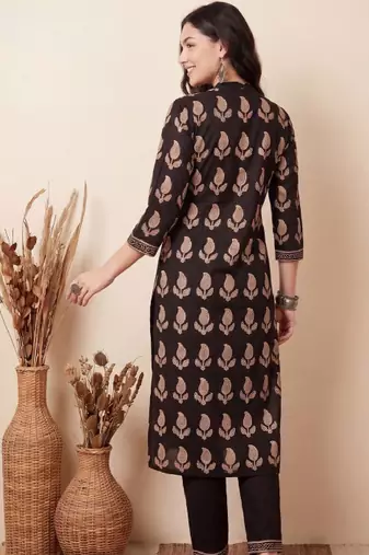 Women ethnic motifs printed regular pure cotton kurta with trousers & with dupatta